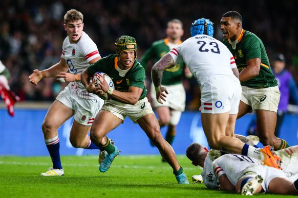 Kurt-Lee Arendse at the Autumn Internationals, moments before he scored a try against England at Twickenham