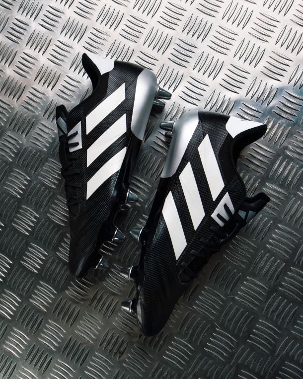 adidas Kakari RS in black, silver & white. Now available to purchase at Lovell Rugby.