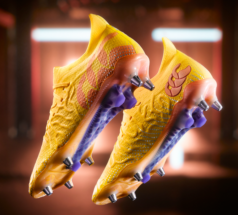 Canterbury Speed Infinite Elite Rugby Boots for 2024 in yellow & Orange.