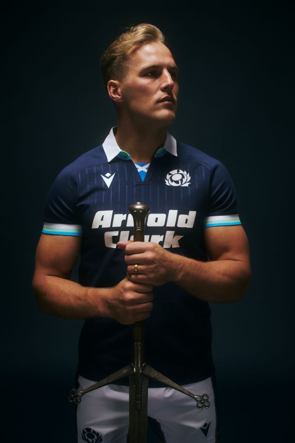 Scotland Home Shirt for the 2024/25 Rugby Season, as worn by Scotland's Duhan van der Merwe