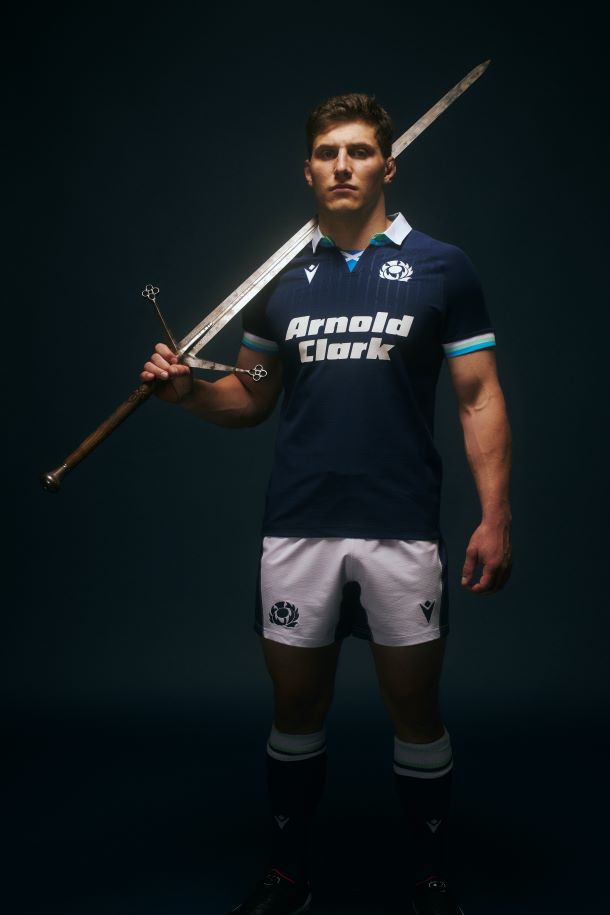 Scotland Home Shirt for the 2024/25 Rugby Season, as worn by Scotland's Rory Darge.